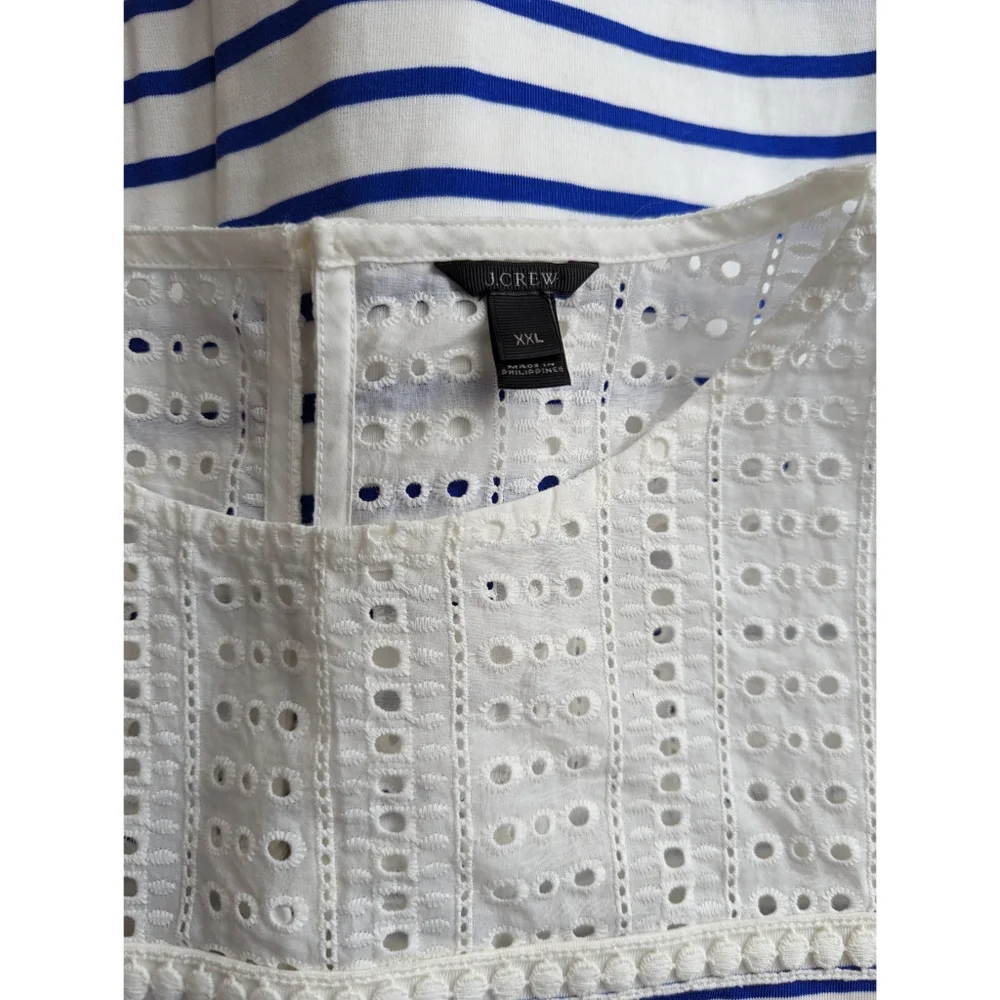 J. Crew Blue and White Striped Sleeveless Dress XXL